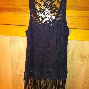 Black fringe tanktop